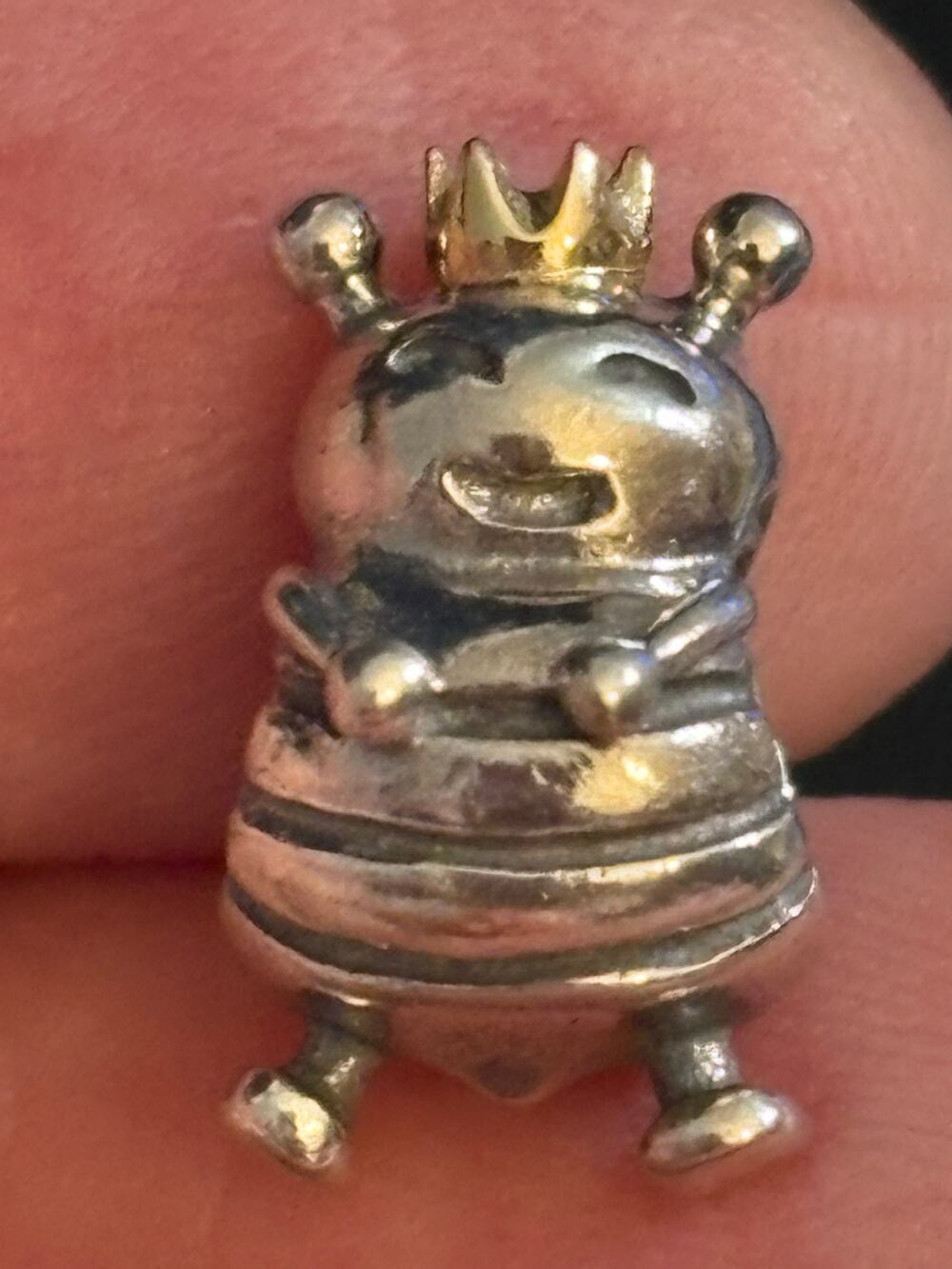 Pandora Queen Bee Charm ALE 925 Sterling Silver With 14k Gold Crown